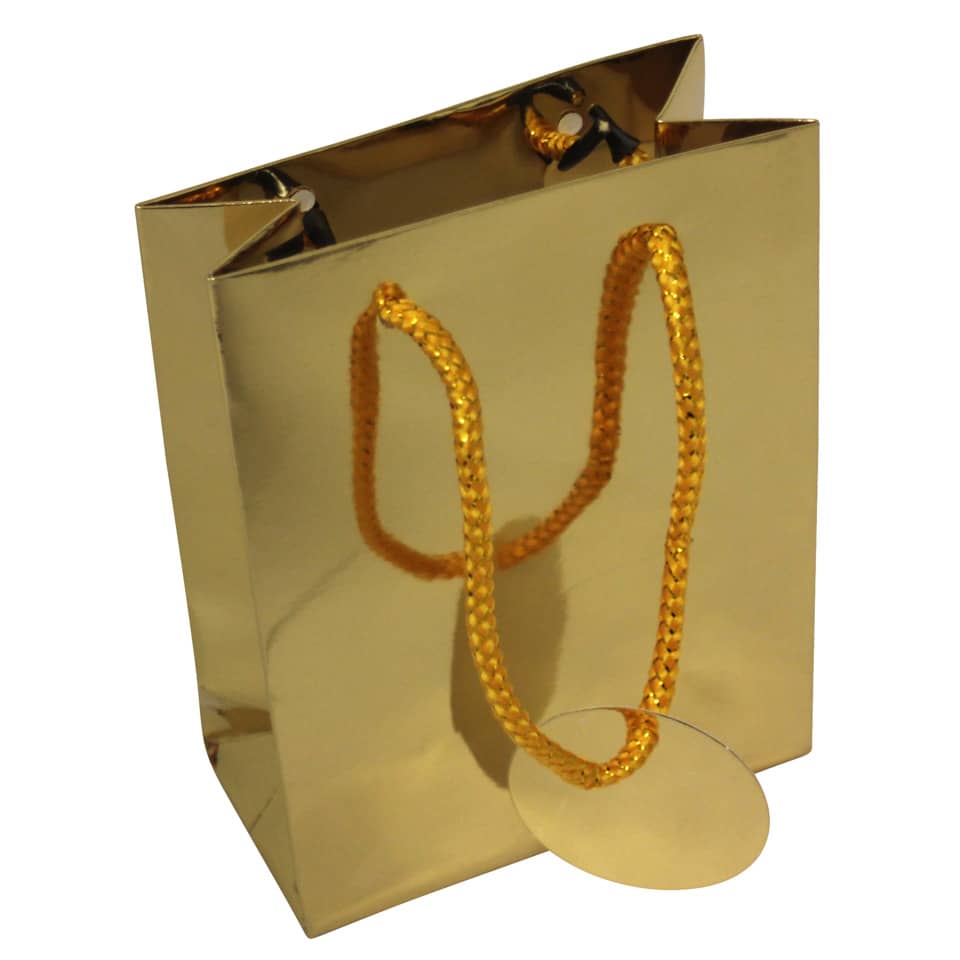Geschenktragetasche Uni Lack, 14,5x11,5x6cm, gold  51494 51494 14,5x11,5x6cm