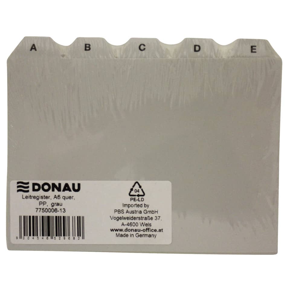 Leitregister, A6 quer, PP, grau DONAU 7750006-13 DONAU 7750006-13 A-Z 25tlg