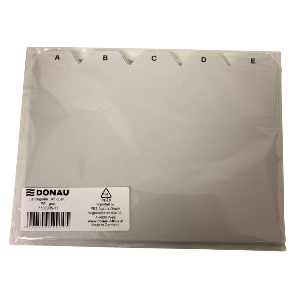 Leitregister, A5 quer, PP, grau DONAU 7750005-13 DONAU 7750005-13 A-Z 25tlg