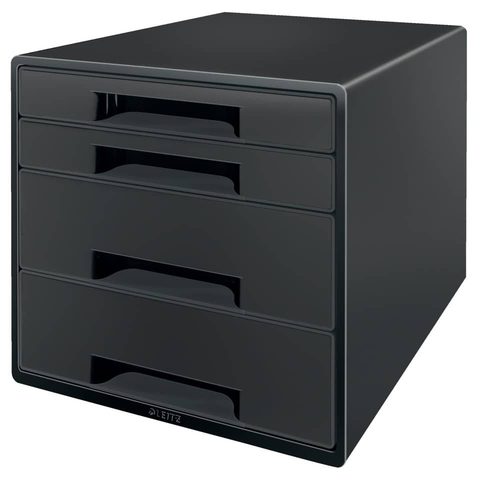 Schubladenbox Recycle CUBE, 4 Schubladen, Karton, schwarz LEITZ 5372-00-95