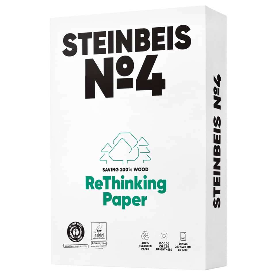 Kopierpapier No.4 Recycling, A3, 80g/m², 500 Blatt, weiß STEINBEIS K1706666080B