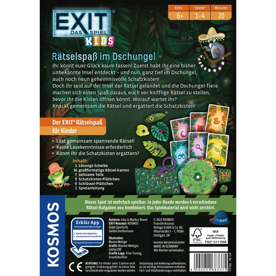 Mitbringspiel Exit Kids Rätselspaß im Dschungel KOSMOS 683375 KOSMOS 683375 Rätselspaß im Dschungel