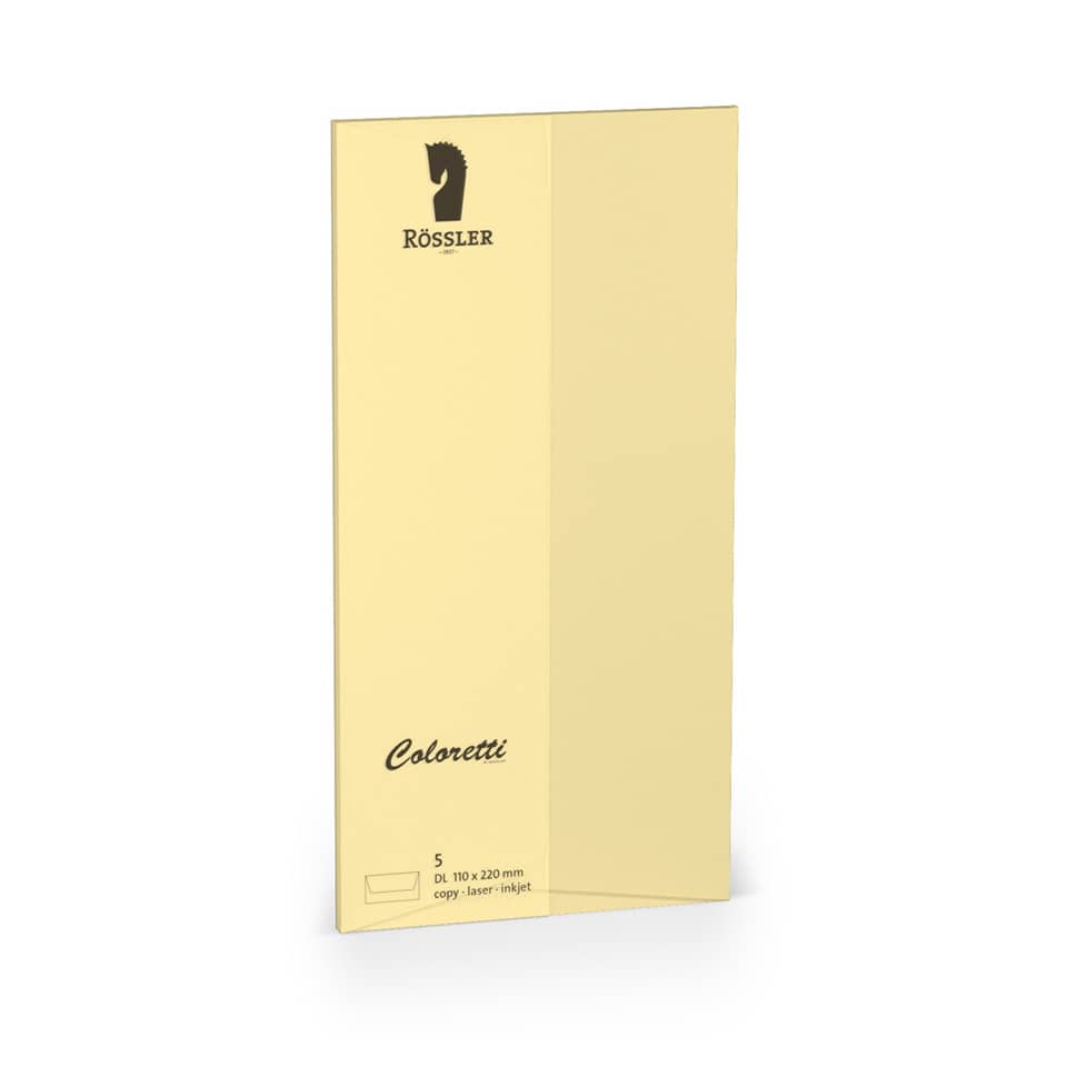 Briefumschlag Coloretti, DIN lang, 80g/m², nassklebend, 5 Stück, sandbraun RÖSSLER 220702519 COLORETTI 220702519