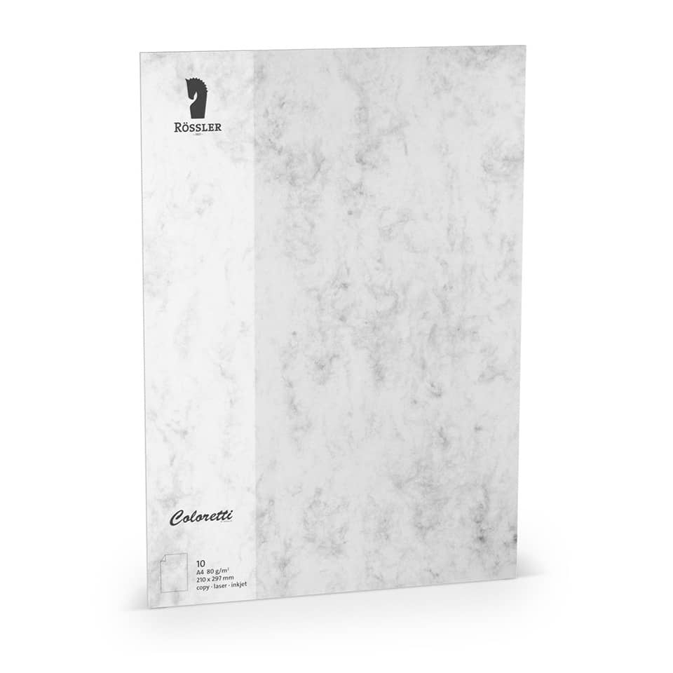Blatt Coloretti, A4, 80g/m², 10 Stück, grau marmora RÖSSLER 220701514 COLORETTI 220701514