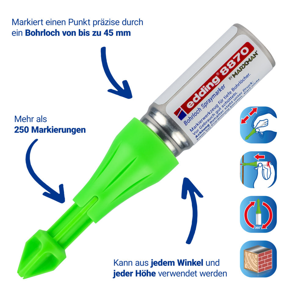 Bohrlochspraymarker 8870 Blister 1 Stück, neongrün EDDING 8870-1-1064 EDDING 8870-1-1064 11ml Blister