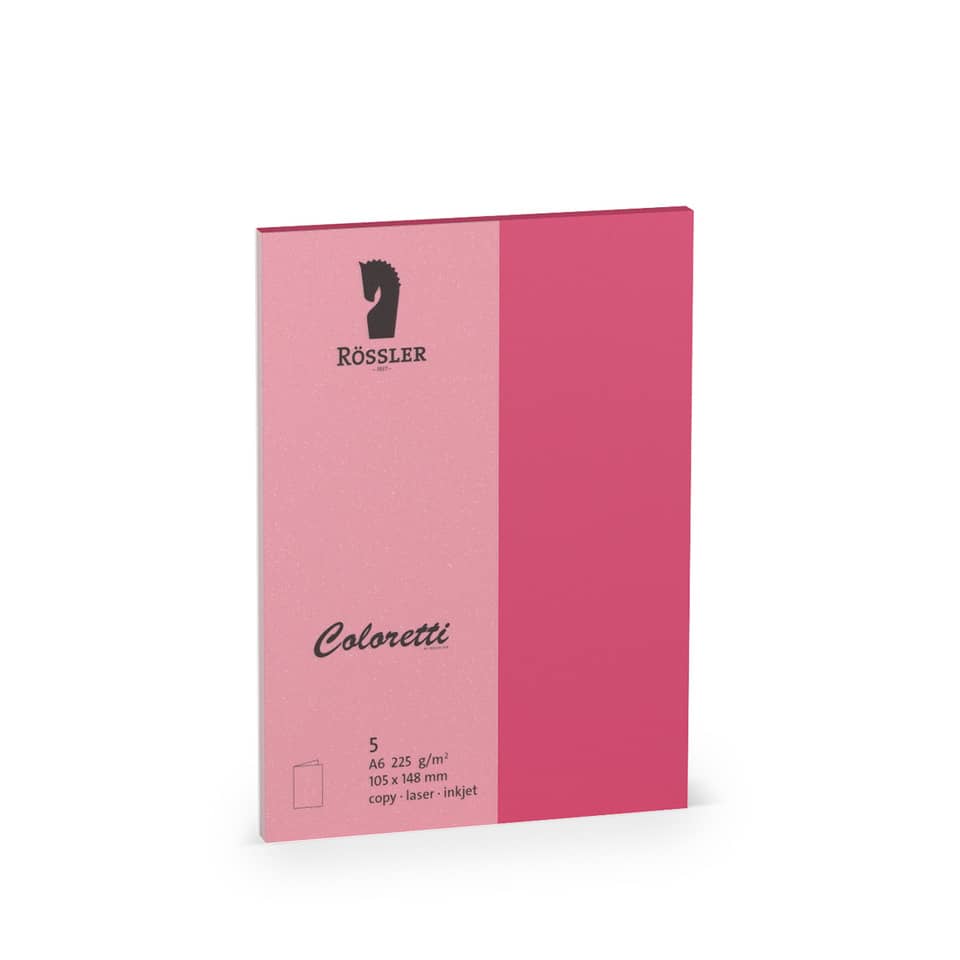 Briefkarte Coloretti, A6hd, 225g/m², 5 Stück, pink RÖSSLER 220706554 COLORETTI 220706554
