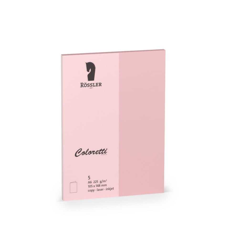 Briefkarte Coloretti, A6hd, 225g/m², 5 Stück, rosa RÖSSLER 220706523 COLORETTI 220706523