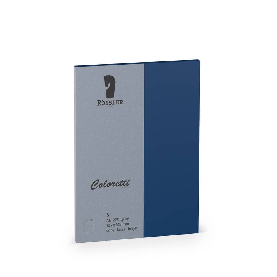 Briefkarte Coloretti, A6hd, 225g/m², 5 Stück, jeans RÖSSLER 220706590 COLORETTI 220706590