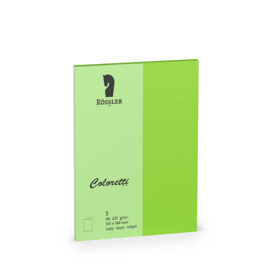 Briefkarte Coloretti, A6hd, 225g/m², 5 Stück, hellgrün RÖSSLER 220706522 COLORETTI 220706522