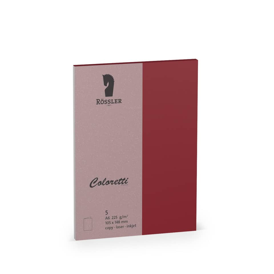 Briefkarte Coloretti, A6hd, 225g/m², 5 Stück, rosso RÖSSLER 220706572 COLORETTI 220706572