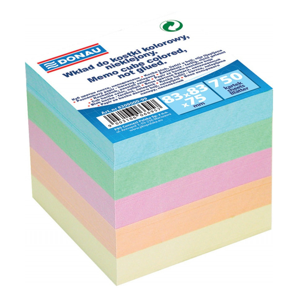 Zettelboxnachfüllung, 83 x 83 mm, 750 Blatt, pastell DONAU 8309000-99 DONAU 8309000-99 750BL