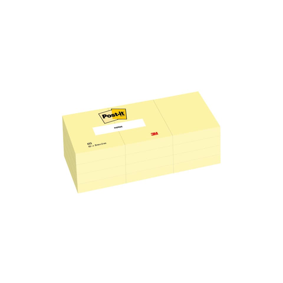 Haftnotizblock Notes, 38x51mm, 12x100 Blatt, gelb POST-IT 653 POST-IT 653 38x51mm