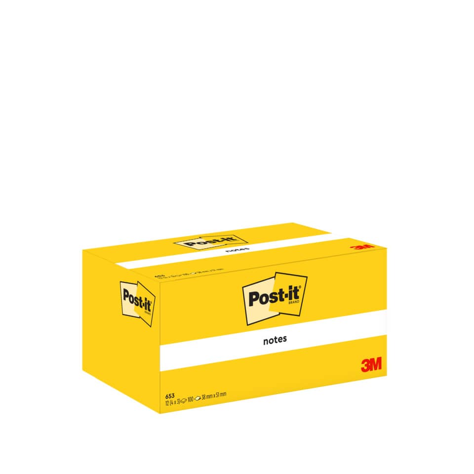 Haftnotizblock Notes, 38x51mm, 12x100 Blatt, gelb POST-IT 653 POST-IT 653 38x51mm