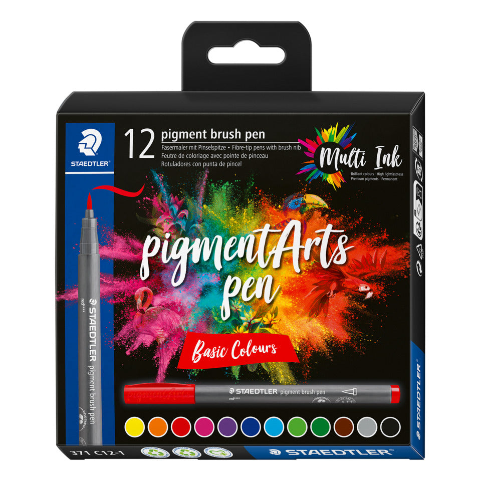 Pigmentlineretui Brush, 12 Farben, sortiert STAEDTLER 371 C12-1