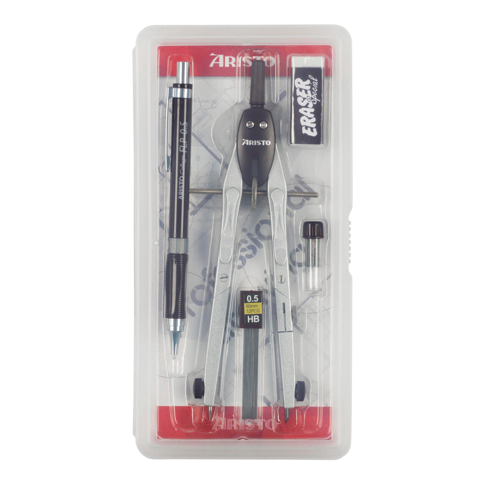 Schnellverstellzirkel Set College, FLP, Radierer, Minendose HB, Minen ARISTO AR80064 ARISTO AR80064 GZ Schul 1