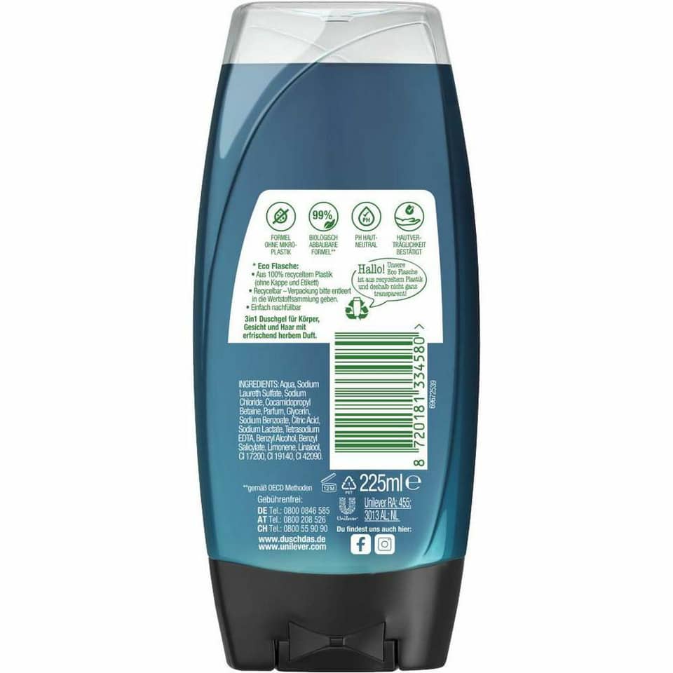 3-in-1 Duschgel & Shampoo For Men, 225ml DUSCHDAS 5816990006