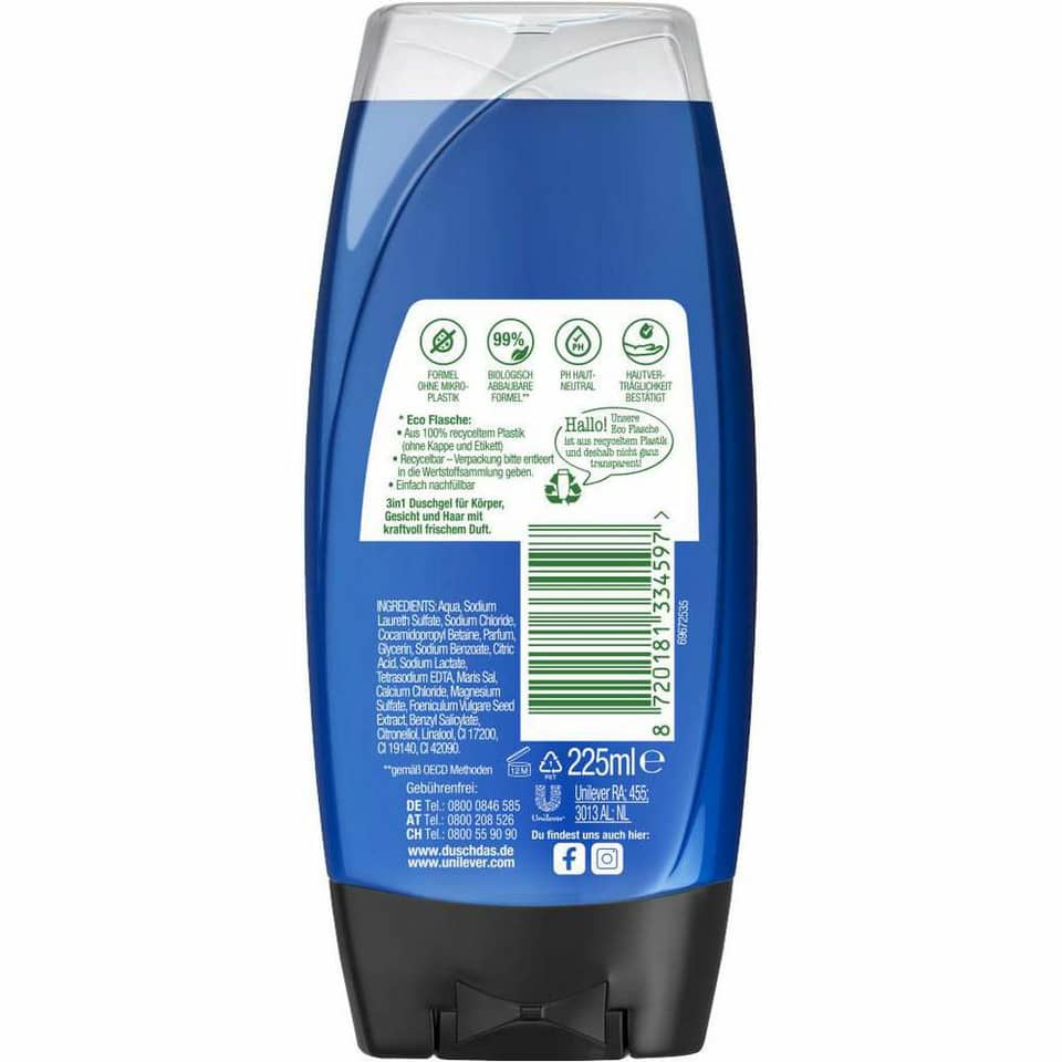 3-in-1 Duschgel & Shampoo Sport, 225ml DUSCHDAS 5817027000