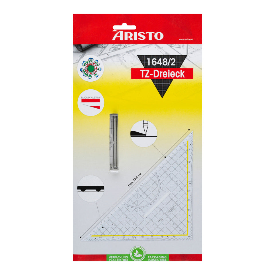 TZ-Dreieck 32.5 cm, mit Griff, Facette an Hypotenuse, Tuschenoppen ARISTO AR1648/2