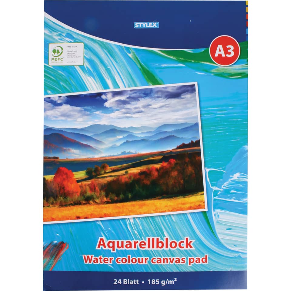 Aquarellblock, A3, 185g/m², 24 Blatt STYLEX 28691 STYLEX 28691 24BL/190g