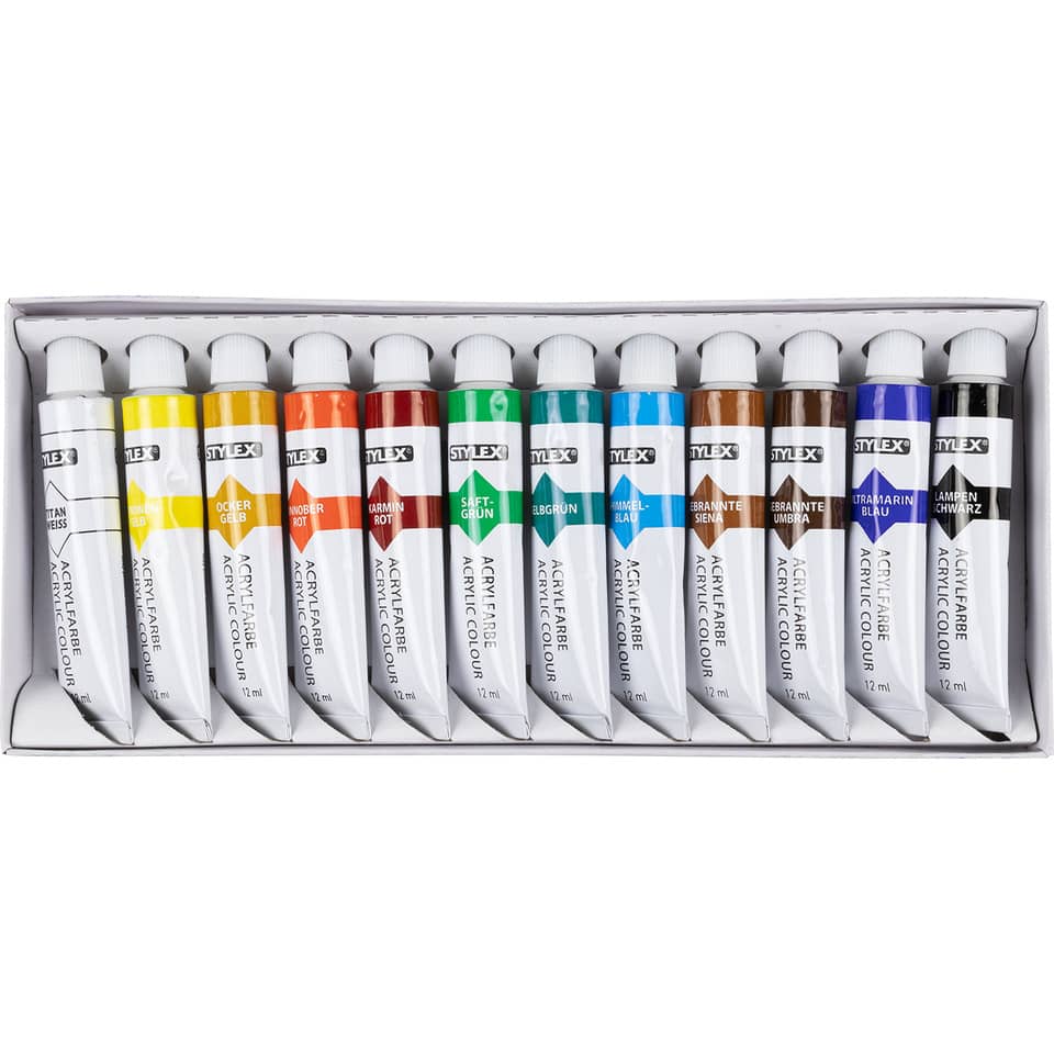 Acrylfarben, 12 Tuben à 12 ml STYLEX 28651