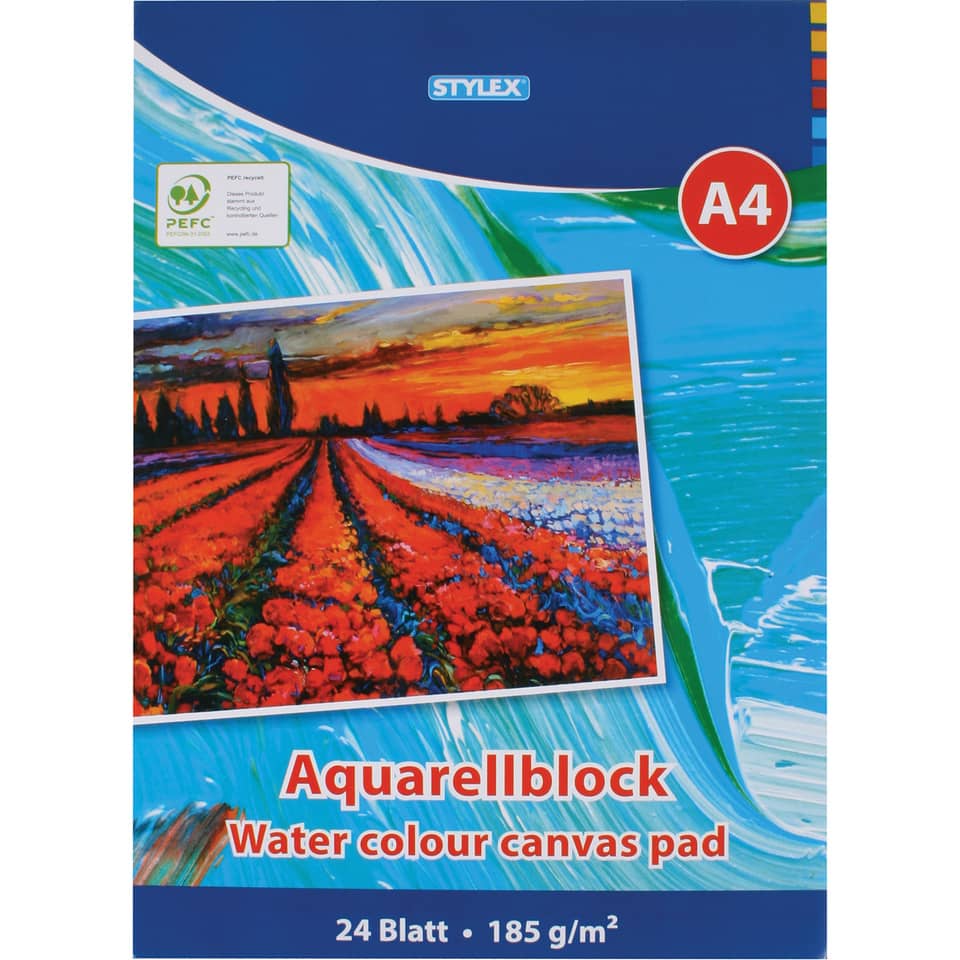 Aquarellblock, A4, 185g/m², 24 Blatt STYLEX 28690 STYLEX 28690 24BL/190g