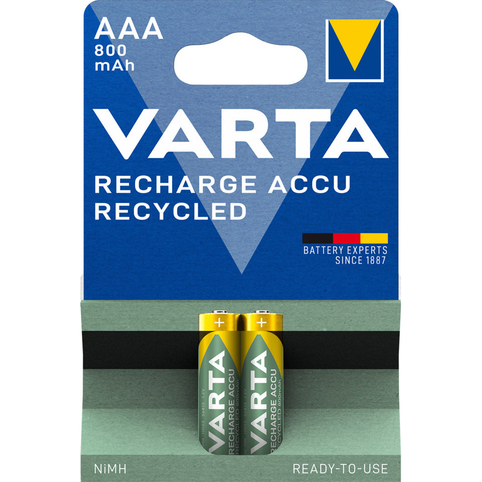Batterie Akku Recycled, HR03/AAA/Micro, NiMH 800 mAh, 2 Stück VARTA 56813 101 402 VARTA 56813 101 402 800mAh
