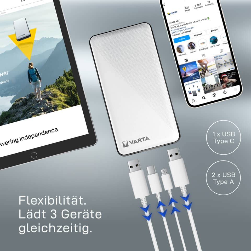 Ladestation Powerbank 5.000 mAh weiß VARTA 57975 101 111