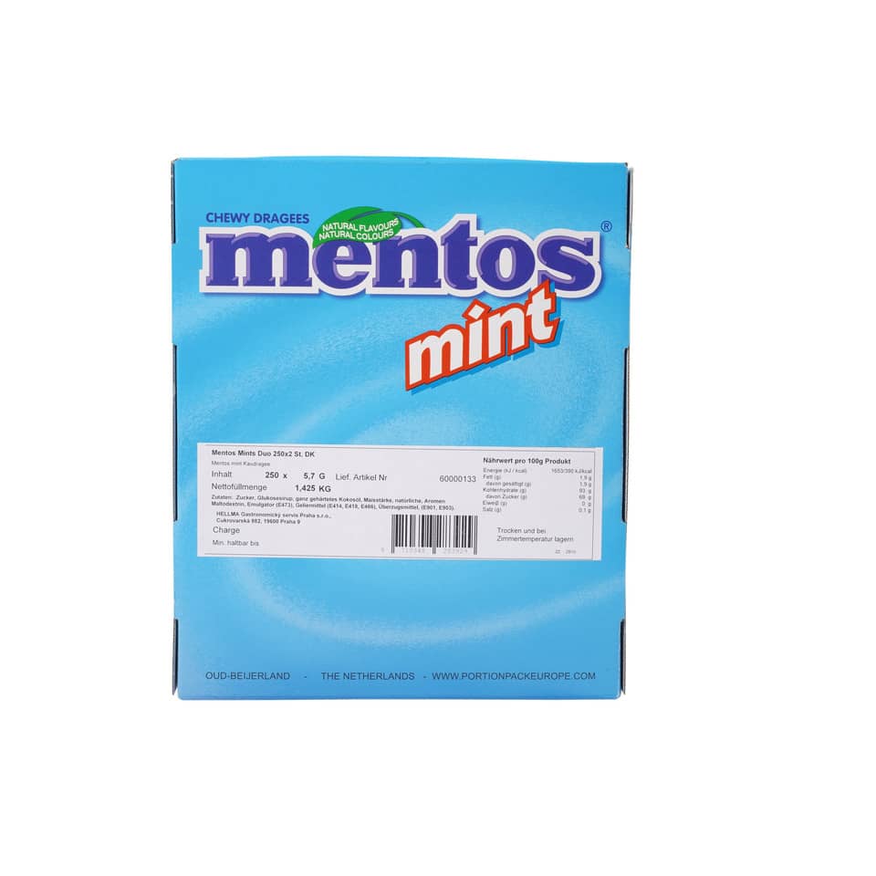 Kaubonbons Mints Duo 250 St. x 2 Dragée  blau,weiß,rot,grün MENTOS 60000133