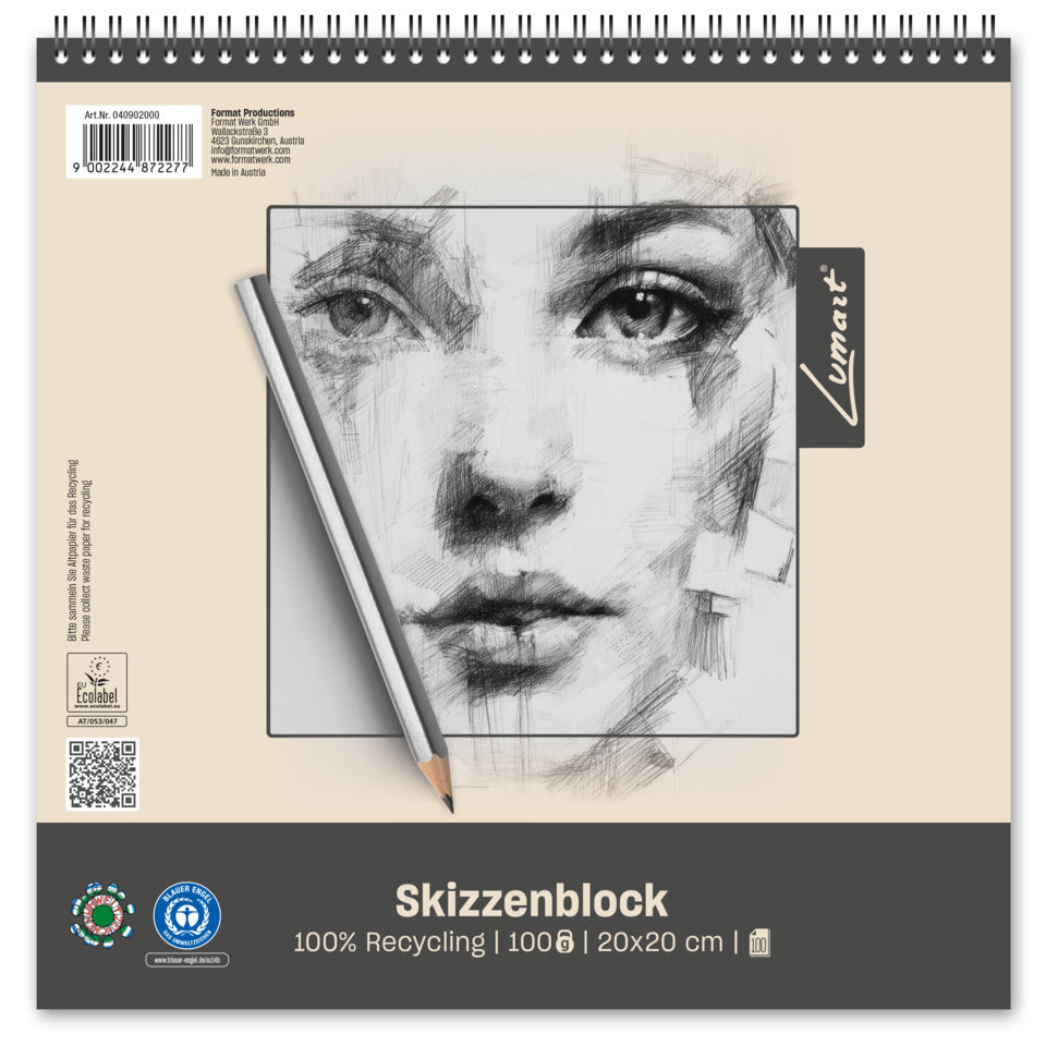 Skizzenblock Quart, 20 x 20cm, 100g/m², 100 Blatt, weiß EDITION DÜRER 040902000 Edition DÜRER 040902000 100g