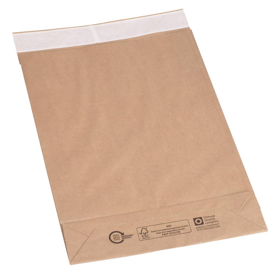 Faltentasche mit angeklebter Klappe und Fixverschluss, 260x70x410+50, braun FLEXIPAK 2FVMF000503 FLEXIPAK CLASSIC 2FVMF000503