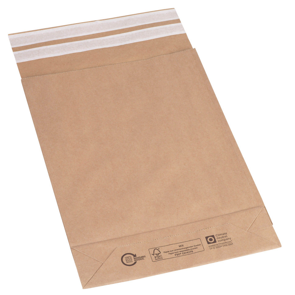Faltentasche mit angeklebter Klappe und Fixverschluss, 300x80x430, braun FLEXIPAK 2FVMF000514 FLEXIPAK CLASSIC 2FVMF000514