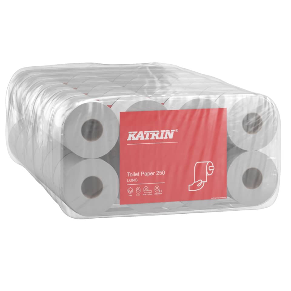 Toilettenpapier, 3-lagig, 250 Blatt, 6x8 Rollen, weiß KATRIN 104872 KATRIN 104872 3-lagig