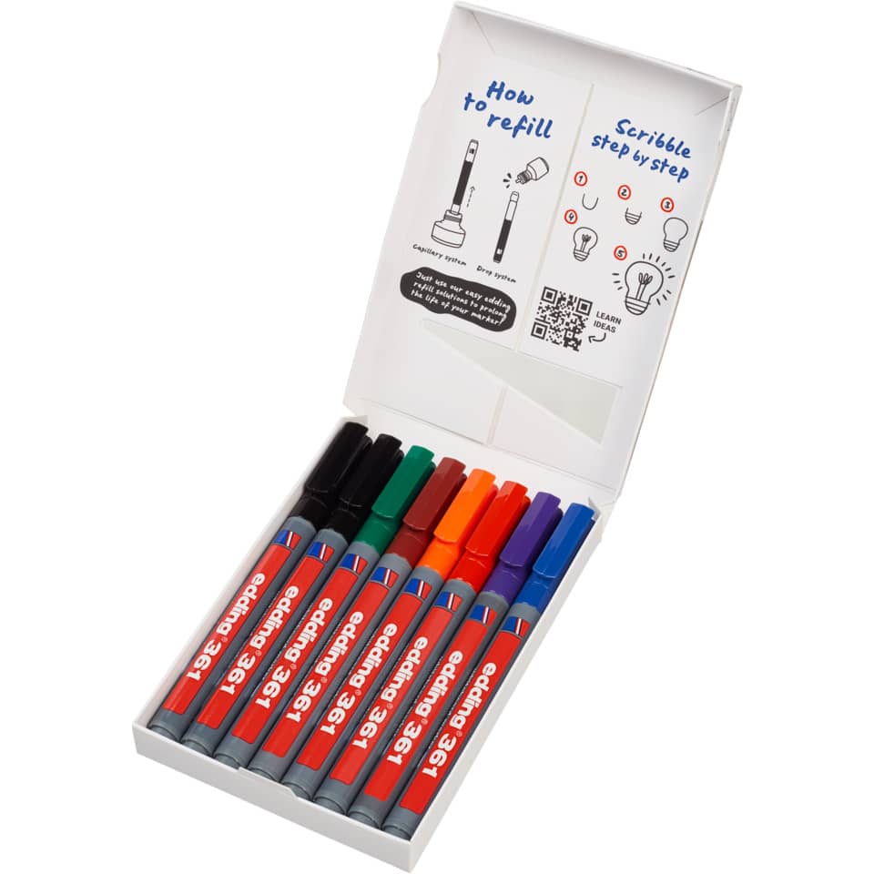 Boardmarkeretui 361, 1mm, 8 Stück, sortiert EDDING 361-8-S2999