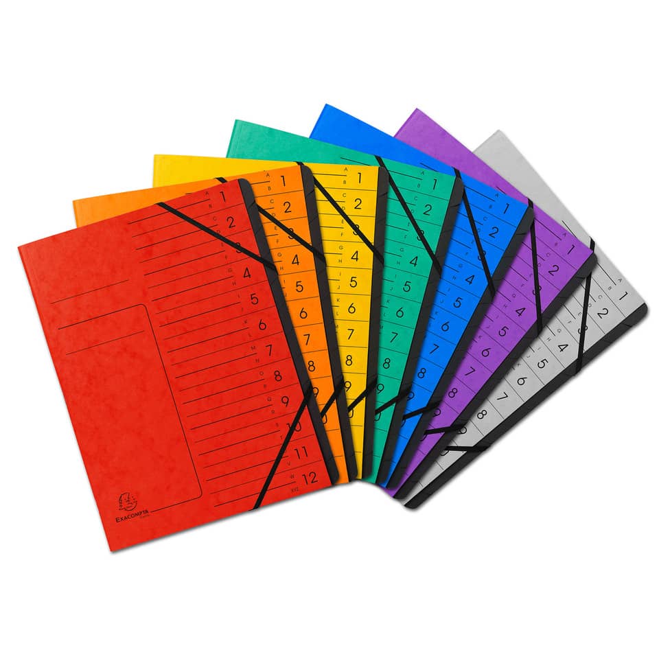 Ordnungsmappe mit Gummizug, innen schwarz, 12 Fächer, A4 orange EXACOMPTA 541204E EXACOMPTA 541204E Colorspan