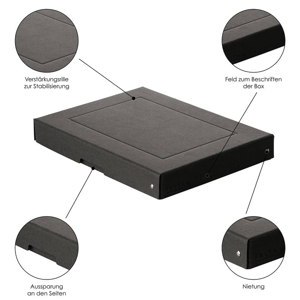 Aufbewahrungsbox PURE Box Black, A4, 40mm, schwarz FALKEN 22001696 FALKEN 22001696 PURE Black Box