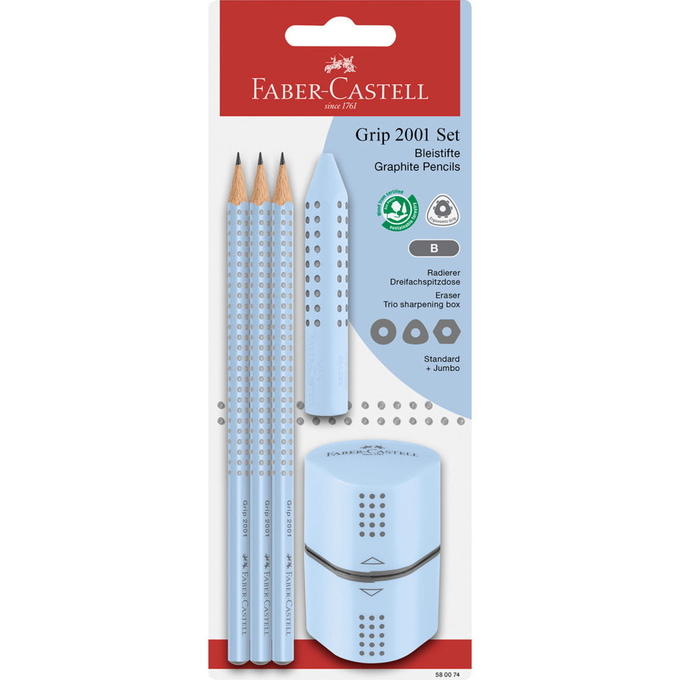 Schreibset 5-tlg. Grip 2001 sky blue FABER CASTELL 580074