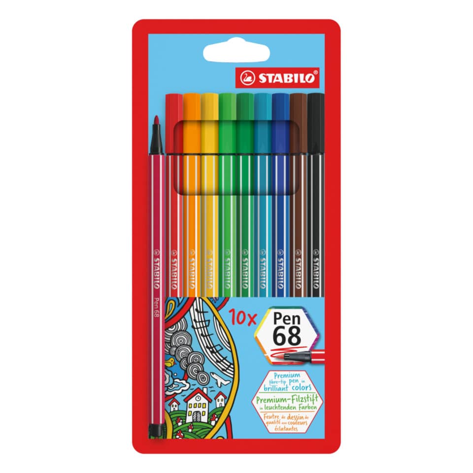 Fasermaler Pen 68 Etui, mit 10 Farben STABILO 6810-PL STABILO 6810/PL