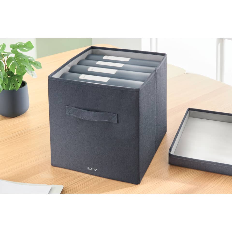 Aufbewahrungsbox Stoff, 33 x 38 cm, 2 Stück, samtgrau LEITZ 6145-00-89 LEITZ 6145-00-89 Fabric 10kg 330x325x380