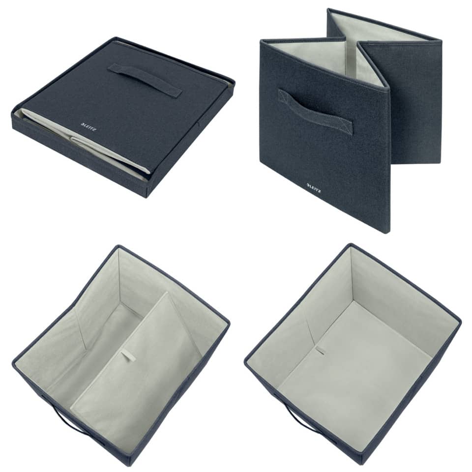 Aufbewahrungsbox Stoff, 33 x 38 cm, 2 Stück, samtgrau LEITZ 6145-00-89 LEITZ 6145-00-89 Fabric 10kg 330x325x380