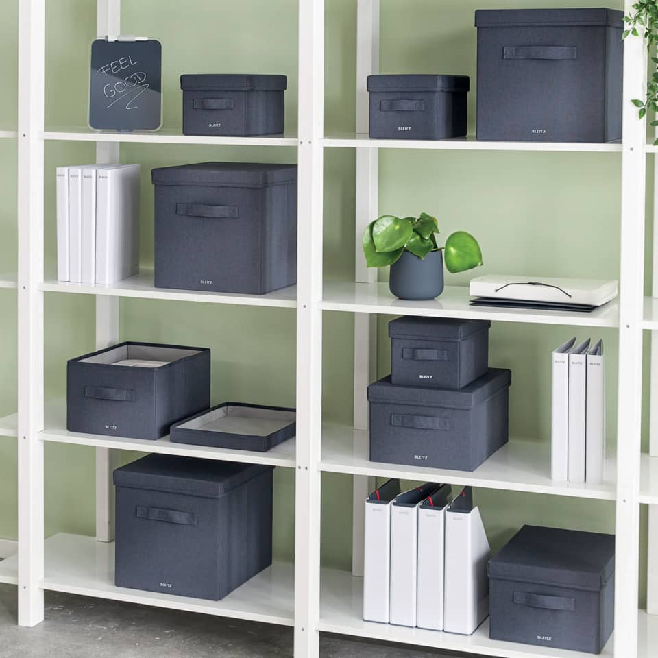 Aufbewahrungsbox Stoff, 33 x 38 cm, 2 Stück, samtgrau LEITZ 6145-00-89 LEITZ 6145-00-89 Fabric 10kg 330x325x380