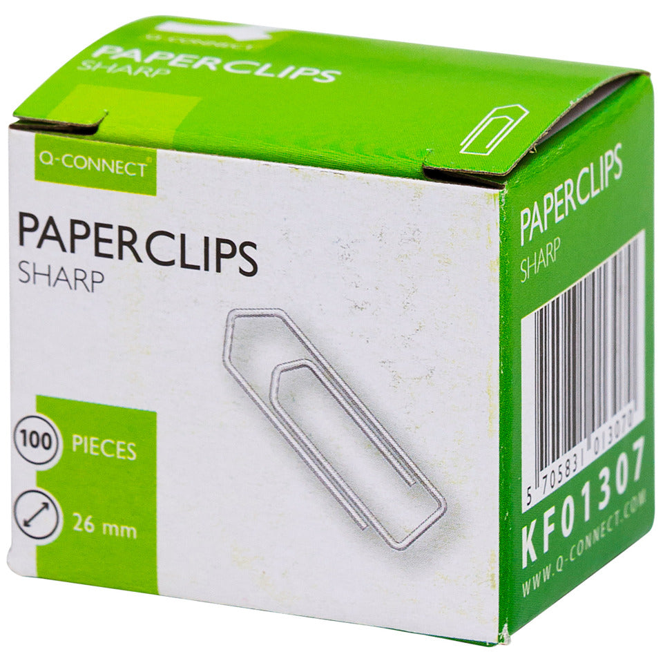Büroklammer, 26mm, 100 Stück, verzinkt Q-CONNECT KF01307 Q-CONNECT KF01307 verz.spitz