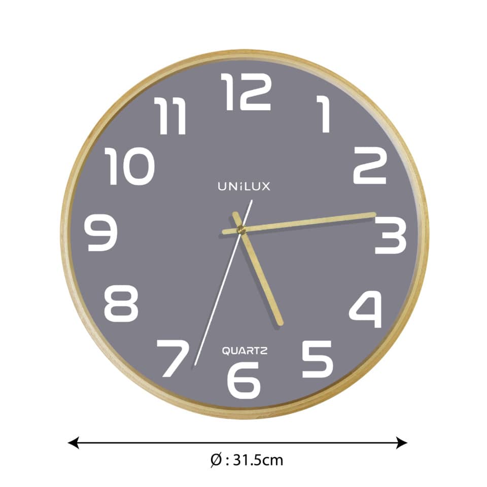 Wanduhr BALTIC buche-grau Ø 31,5 cm UNILUX 400165097 UNILUX 400165097 Baltic