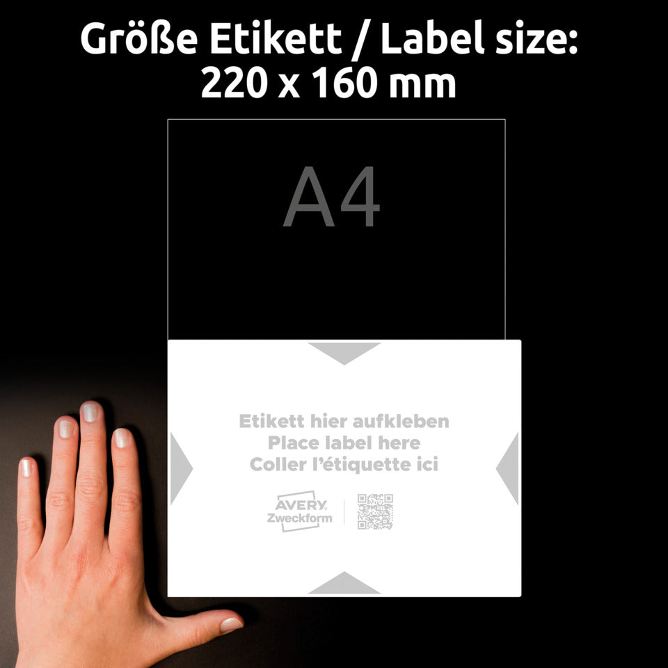Träger-Etiketten, 220x160mm, 5 Stück, weiß/hellgrau AVERY ZWECKFORM 8003-5 AVERY ZWECKFORM 8003-5 5Blatt