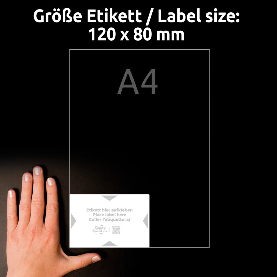 Träger-Etiketten, 120x80mm, 80 Stück, weiß/ hellgrau AVERY ZWECKFORM 8001-20 AVERY ZWECKFORM 8001-20  20Blatt
