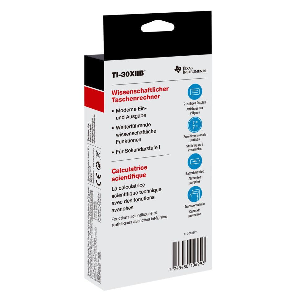 Schulrechner zweizeilig, Batteriebetrieb TEXAS INSTRUMENTS TI-30X IIB TEXAS 754747 TI30X II Batterie