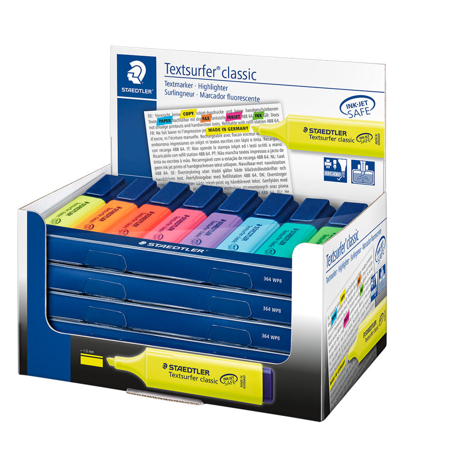 Textmarker Textsurfer® classic, nachfüllbar, Etui mit 8 Stück STAEDTLER 364 WP8