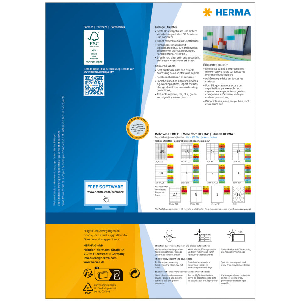 Etiketten permanent, 105x148mm, 400 Stück, blau HERMA 4398 HERMA 4398 SuperPrint