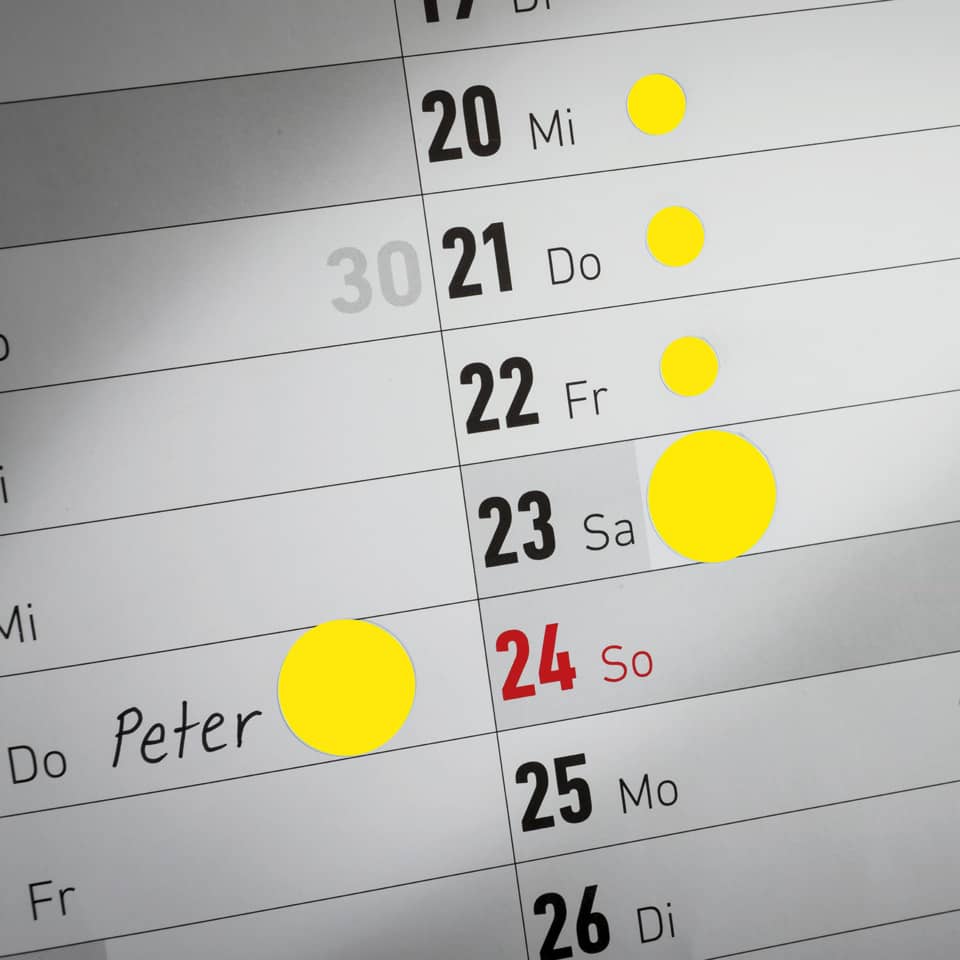 Markierungspunkte, Ø12mm, 270 Stück, gelb AVERY ZWECKFORM 3144 ZWECKFORM 3144 permanent haftend