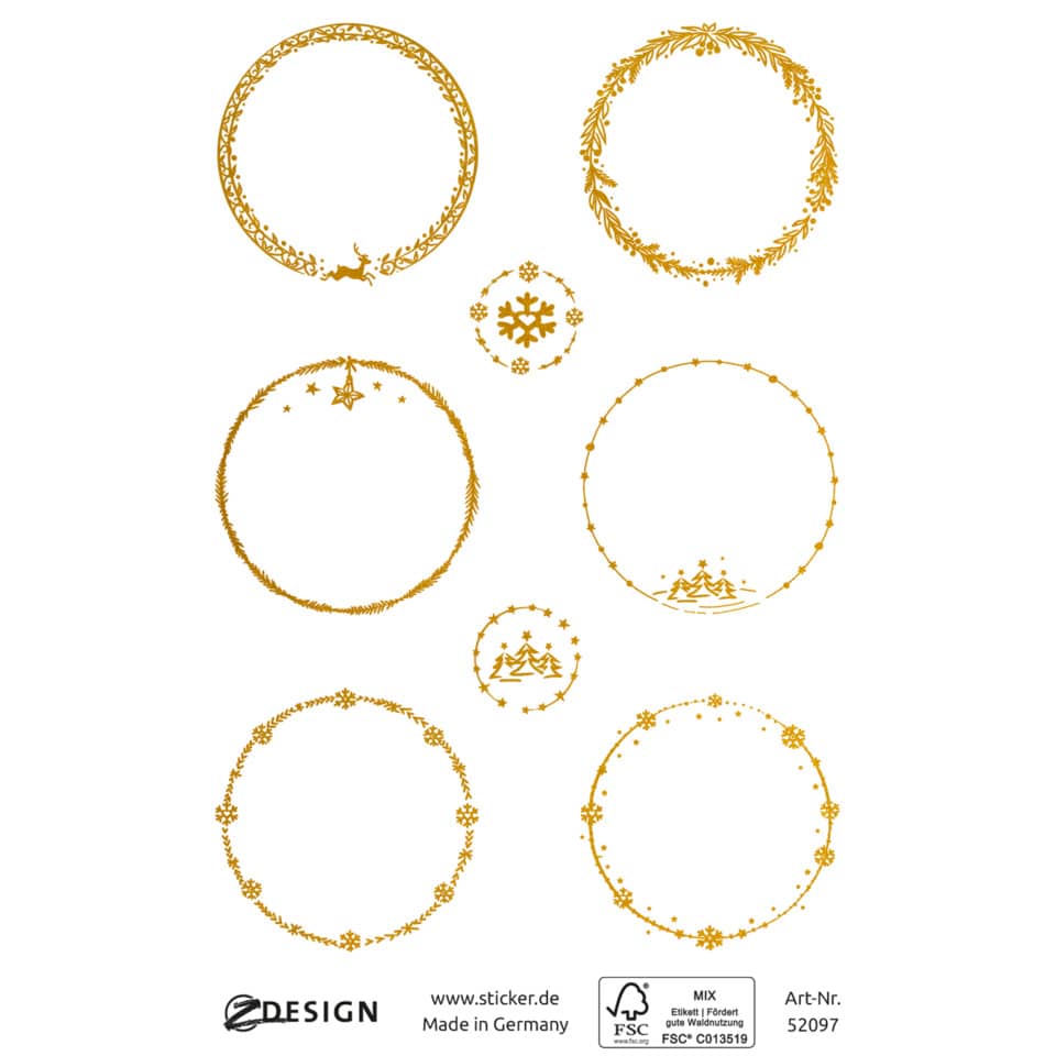 Weihnachtssticker Kreise, 8 Stück, weiß/gold AVERY ZWECKFORM 52097 Z-DESIGN 52097