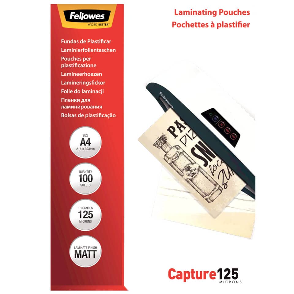 Laminierhülle Capture, A4, 125 µm, matt, 100 Stück FELLOWES 5328502 FELLOWES 5328502 A4/125my